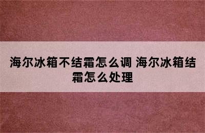 海尔冰箱不结霜怎么调 海尔冰箱结霜怎么处理